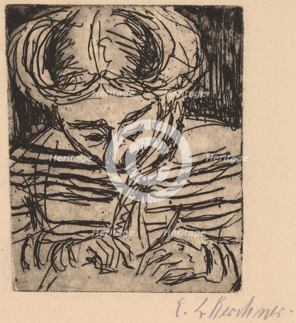 Young Girl Drawing, 1906. Creator: Ernst Kirchner.