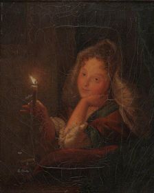 Young Girl Holding a Candle, c1860-1861. Creator: Ida Silfverberg