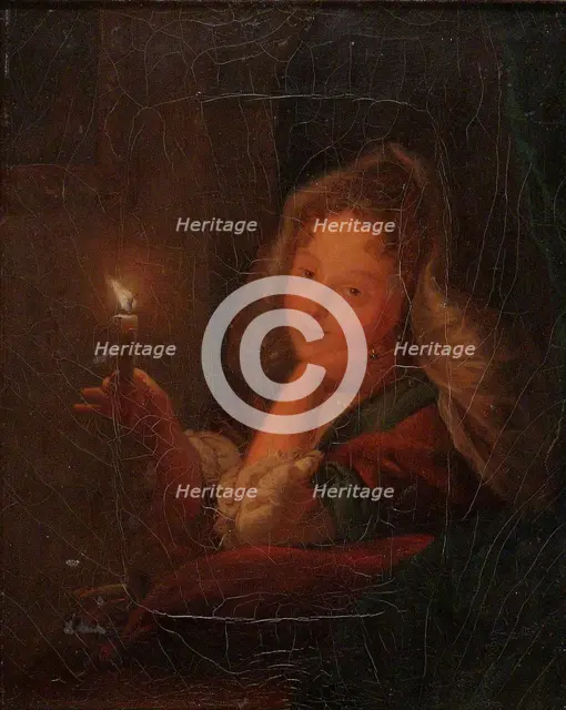 Young Girl Holding a Candle, c1860-1861. Creator: Ida Silfverberg.