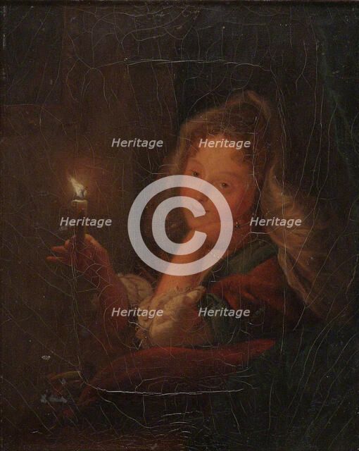 Young Girl Holding a Candle, c1860-1861. Creator: Ida Silfverberg.