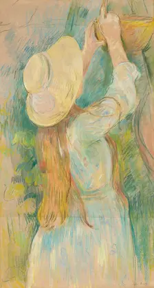 Young Girl Holding a Basket, 1891. Creator: Berthe Morisot