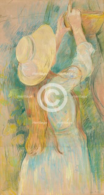 Young Girl Holding a Basket, 1891. Creator: Berthe Morisot.