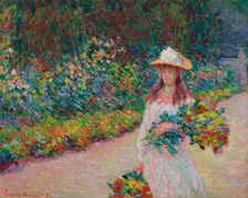 Young girl in the garden at Giverny, 1888. Creator: Monet, Claude (1840-1926)