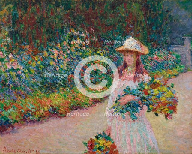 Young girl in the garden at Giverny, 1888. Creator: Monet, Claude (1840-1926).