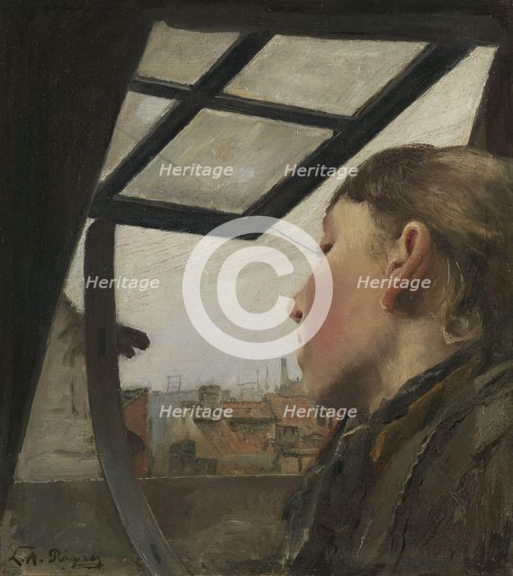 Young Girl looking out of a Window, 1885. Creator: Laurits Andersen Ring.