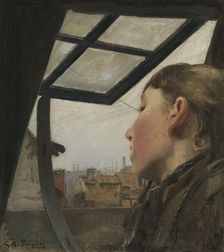 Young Girl looking out of a Window, 1885. Creator: Laurits Andersen Ring