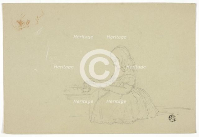 Young Girl Pouring Tea and Profile Sketch (recto), and Sketch of Italian City Street (verso), n.d. Creator: Elizabeth Murray.