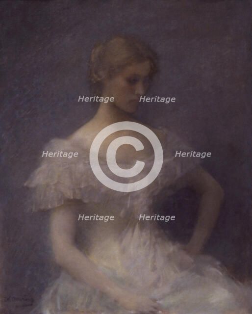 Young Girl Seated, 1896. Creator: Thomas W Dewing.