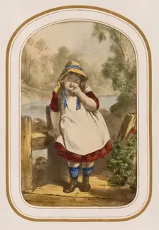 Young girl standing on a bridge, about 1865. Creator: Unknown