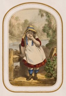 Young girl standing on a bridge, about 1865. Creator: Unknown