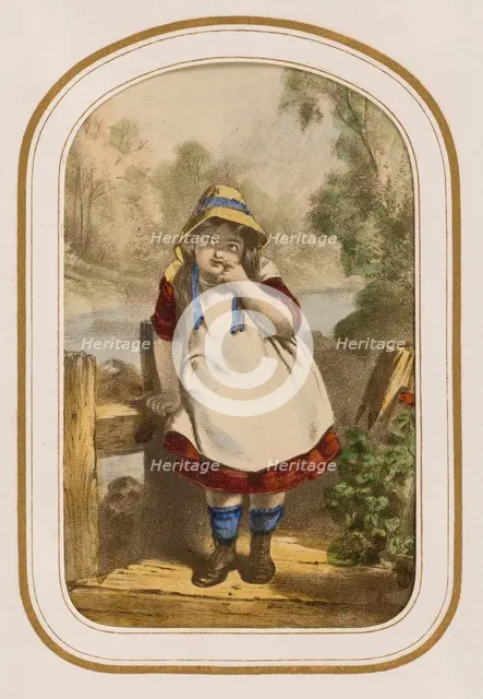 Young girl standing on a bridge, about 1865. Creator: Unknown.