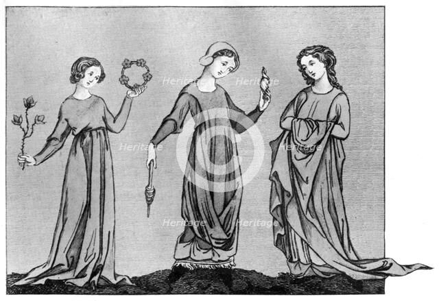 Young girls, 13th century, (1910). Artist: Unknown