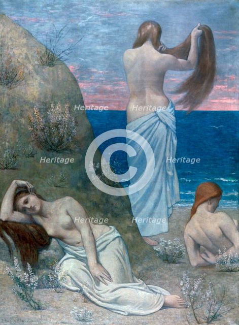 'Young Girls by the Sea', before 1894. Creator: Pierre Puvis de Chavannes.