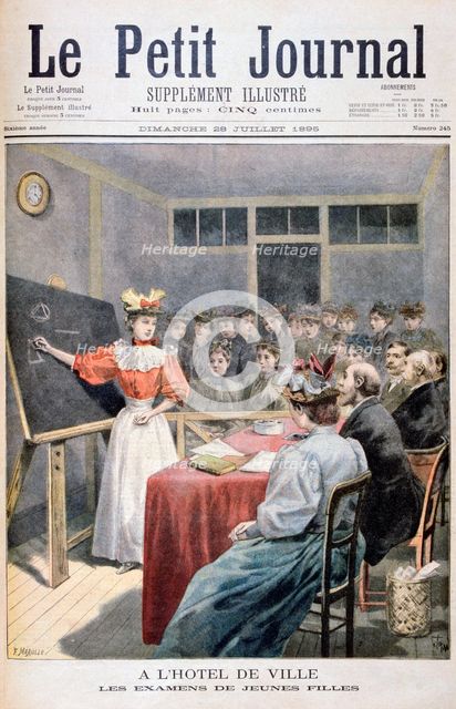Young girls taking exams in a Town Hall, France, 1895. Artist: Oswaldo Tofani