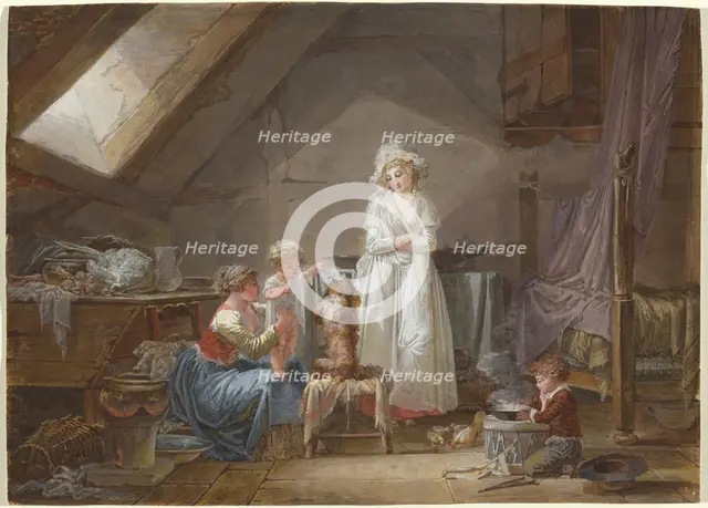 Young French Marquise in Exile in Lausanne, 1789. Creator: Jean-Baptiste Mallet.