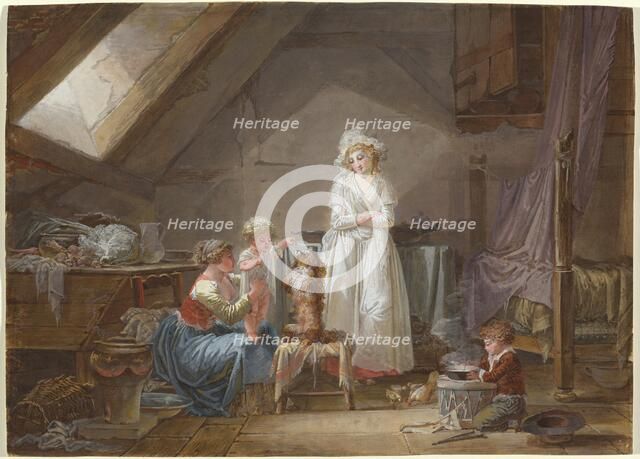 Young French Marquise in Exile in Lausanne, 1789. Creator: Jean-Baptiste Mallet.