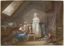 Young French Marquise in Exile in Lausanne, 1789. Creator: Jean-Baptiste Mallet