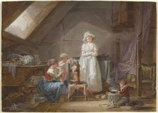 Young French Marquise in Exile in Lausanne, 1789. Creator: Jean-Baptiste Mallet