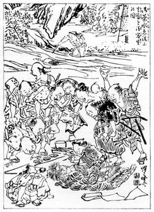 Young Kyôsai Sketching the Severed Head 1898.Artist: Kawanabe Kyôsai