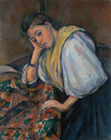 Young Italian Woman at a Table, about 1895-1900. Creator: Paul Cezanne