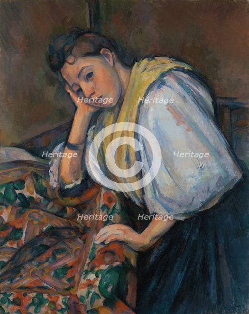 Young Italian Woman at a Table, about 1895-1900. Creator: Paul Cezanne.