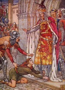 Young Owen Appeals to the King 1911. Artist: Walter Crane