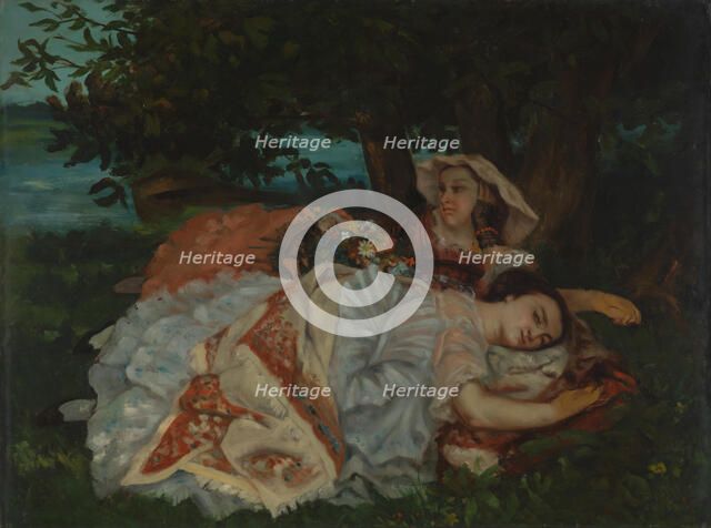 Young Ladies on the Bank of the Seine, before 1857. Artist: Courbet, Gustave (1819-1877)
