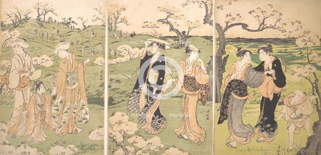 Young Ladies Viewing Cherry-blossoms at Asukayama. Creator: Torii Kiyonaga.