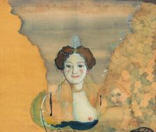 Young lady with a garden beyond