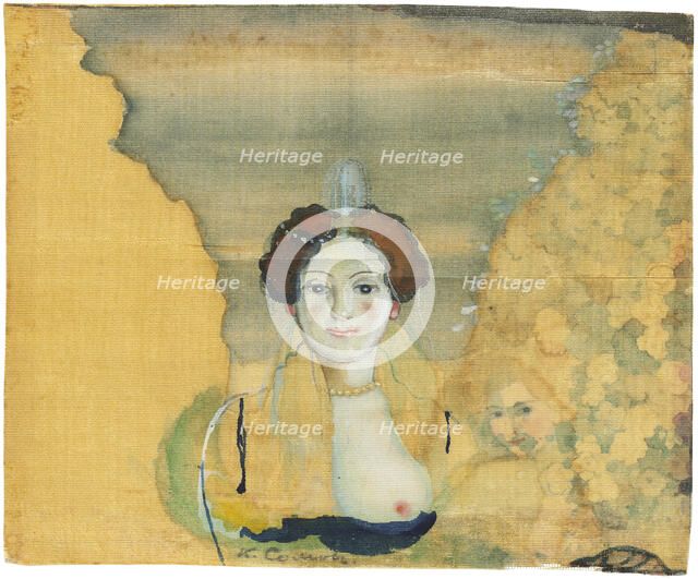 Young lady with a garden beyond. Creator: Somov, Konstantin Andreyevich (1869-1939).