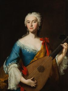 Young lady with a lute and a red ribbon, First third of 18th cen. Creator: Jacopo Amigoni