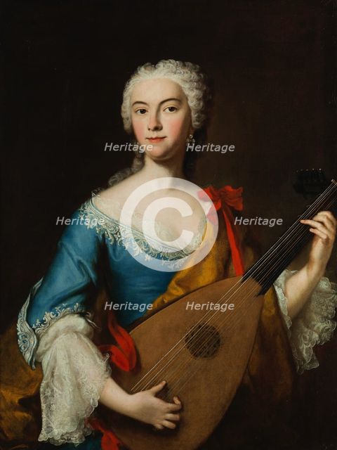 Young lady with a lute and a red ribbon, First third of 18th cen. Creator: Jacopo Amigoni.