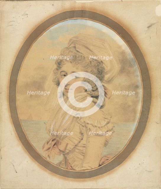Young Lady with a Pink Bow on Her Bodice, 1792. Creator: John Downman (British, 1750-1824).