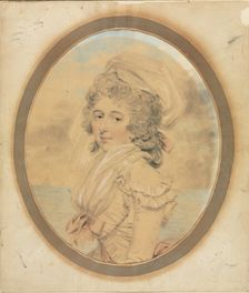 Young Lady with a Pink Bow on Her Bodice, 1792. Creator: John Downman (British, 1750-1824)