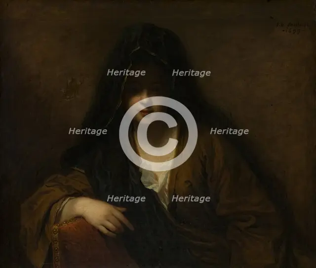Young Lady with a Veil on Her Head, 1699. Creator: Jean-Baptiste Santerre.