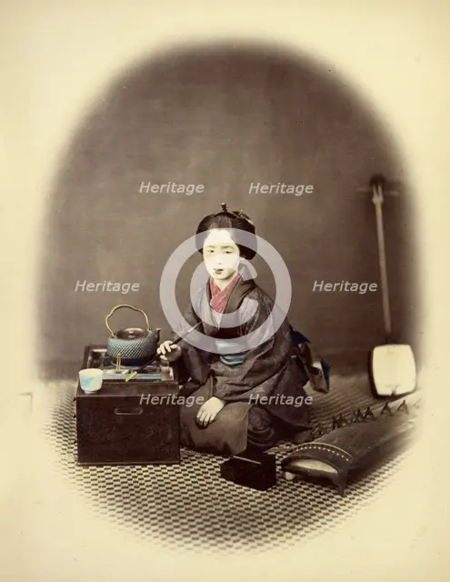 Young Lady, with Pipe, 1866-1867. Creator: Felice Beato.