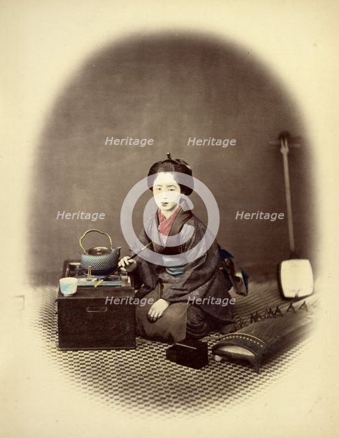 Young Lady, with Pipe, 1866-1867. Creator: Felice Beato.