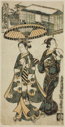 Young Lady and Matron, from "Girls of Fukagawa - A Triptych (Fukagawa musume sanpukutsui)", c.1750s. Creator: Torii Kiyomitsu