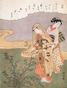 Young Lady and Maid c1745-1770.Artist: Suzuki Harunobu