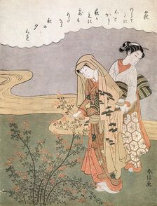 Young Lady and Maid c1745-1770.Artist: Suzuki Harunobu