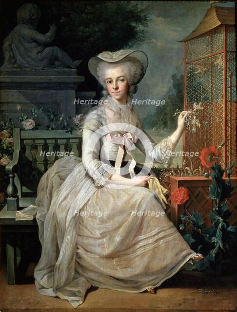 'Young Lady at a Cage', 1784. Artist: Jean-Baptiste Charpentier the elder