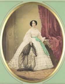 [Young Lady in White Dress with Green Sash], ca. 1857. Creator: Unknown