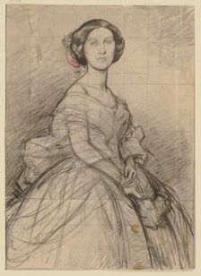 Young lady in half-length portrait, face to face, 19th century. Creator: Jakob Becker