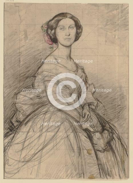 Young lady in half-length portrait, face to face, 19th century. Creator: Jakob Becker.