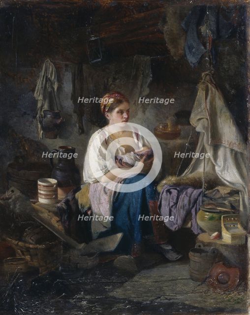 Young Mother, 1868. Artist: Pelevin, Ivan Andreyevich (1840-1917)