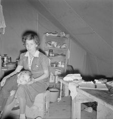 Young mother, aged twenty-two..., FSA mobile camp, Merrill, Klamath County, Oregon, 1939. Creator: Dorothea Lange
