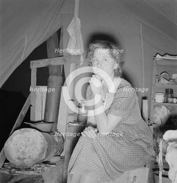 Young mother, aged twenty-two..., FSA mobile camp, Merrill, Klamath County, Oregon, 1939. Creator: Dorothea Lange.