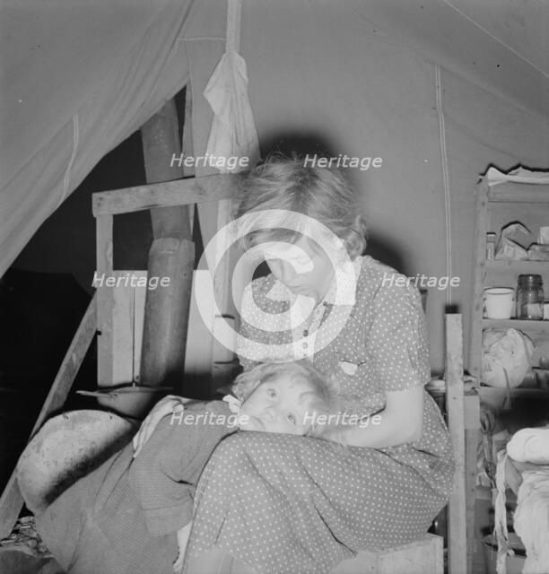 Young mother, aged twenty-two..., FSA mobile camp, Merrill, Klamath County, Oregon, 1939. Creator: Dorothea Lange.