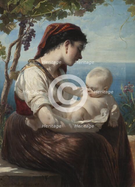 Young Mother and her Child, 1880. Creator: Elisabeth Baumann.
