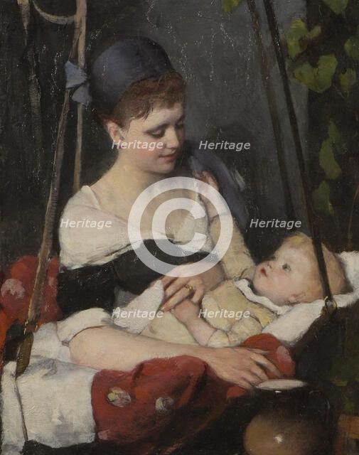 Young mother cradling her baby. Creator: Emma Ekwall.